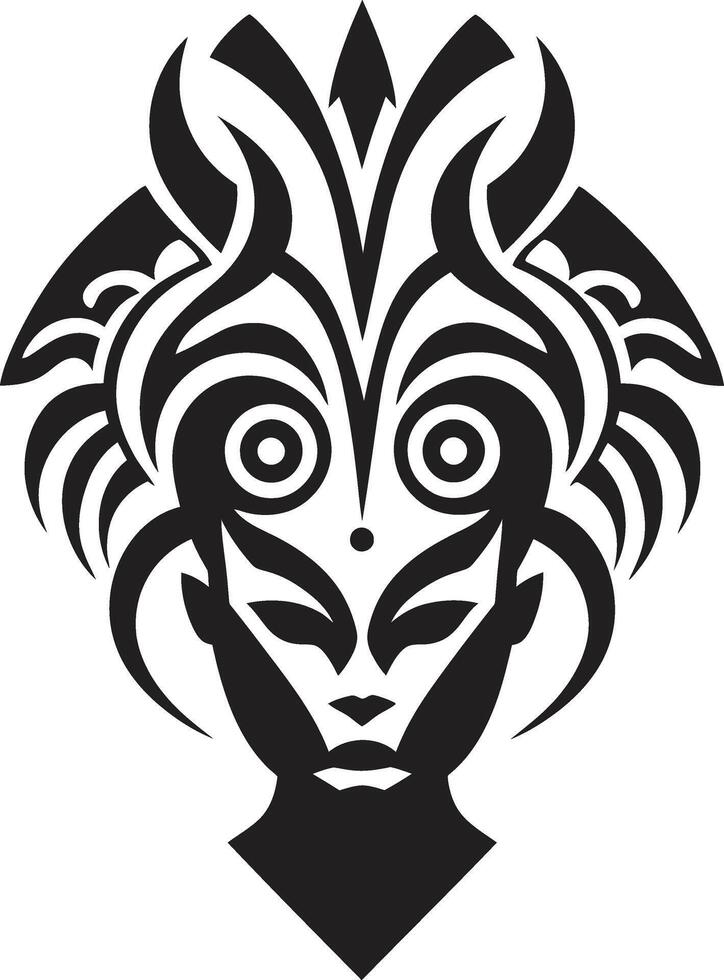 Tropic Essence Black Tribal Woman Pacific Tranquility Tribal Woman Symbol vector