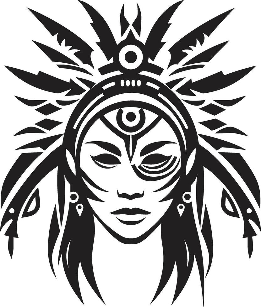 Tiki Essence Black Hawaiian Woman Oceanic Pride Tribal Woman Symbol vector