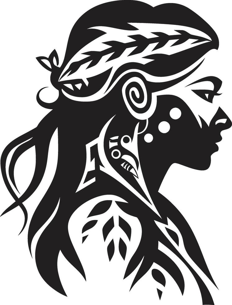 Tribal Harmony Black Island Woman Graphic Polynesian Pride Tribal Woman vector