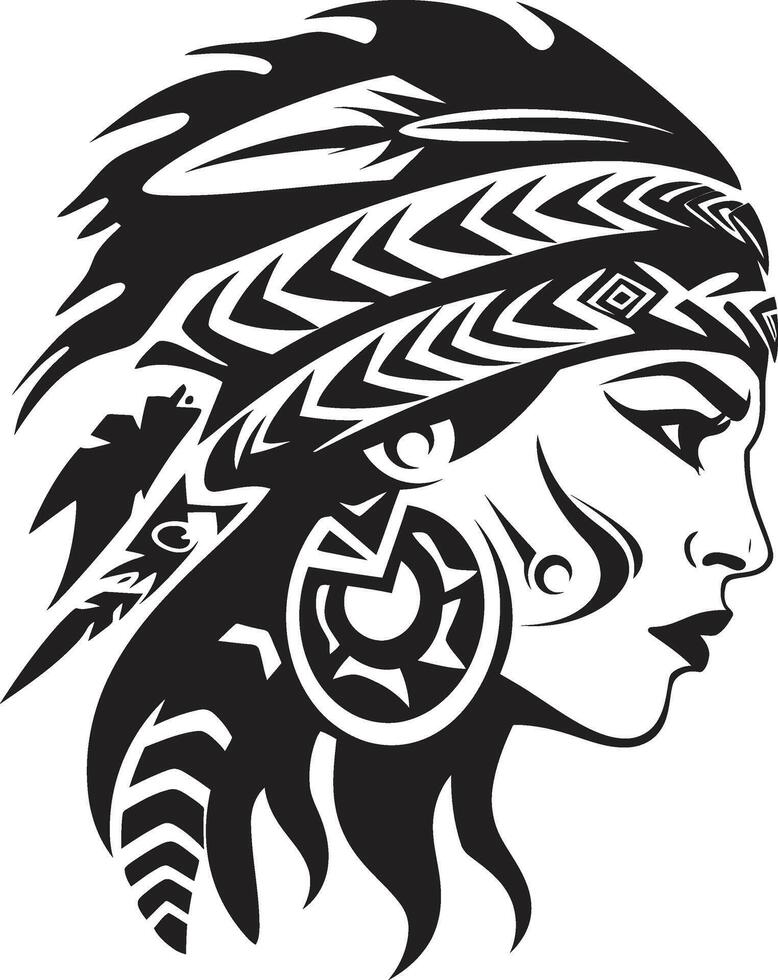 Polynesian Pride Tribal Woman Tropic Tranquility Black Hawaii Woman vector