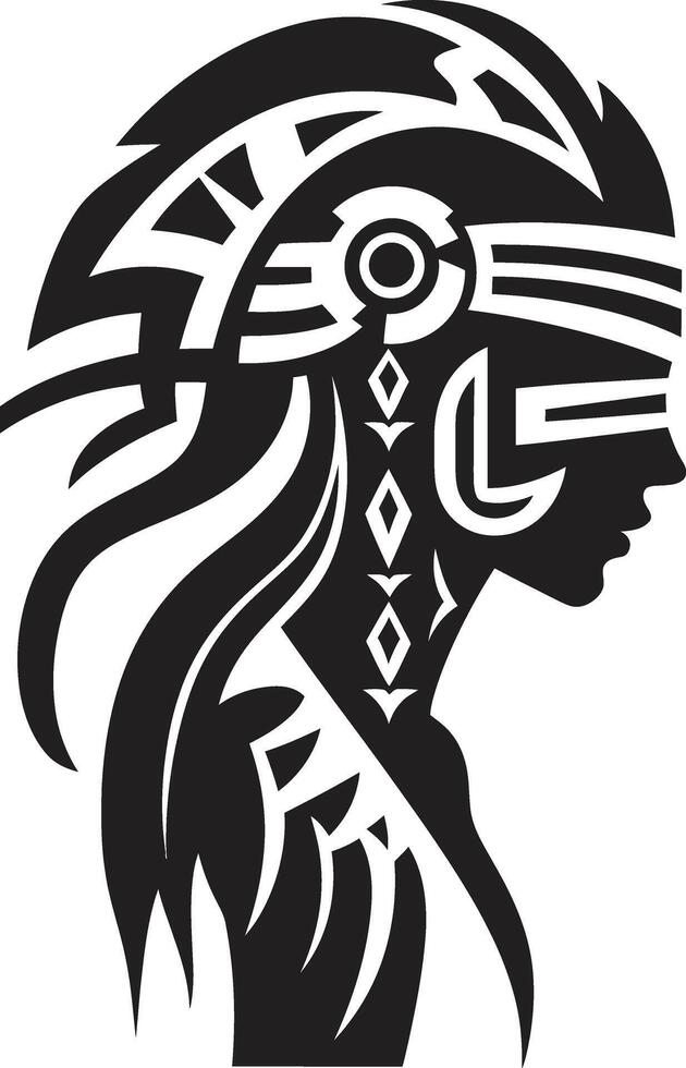 Tribal Tranquility Hawaii Woman Tiki Essence Black Tribal Woman vector