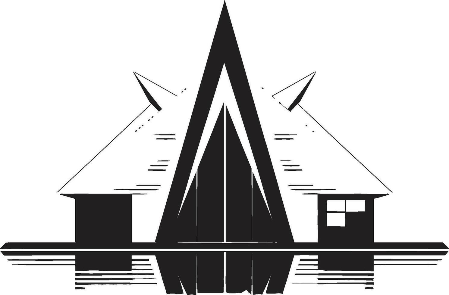Shadowed Skylines Elegant Black Building Symbol Ink Impressions Contemporary Architecture Design vector