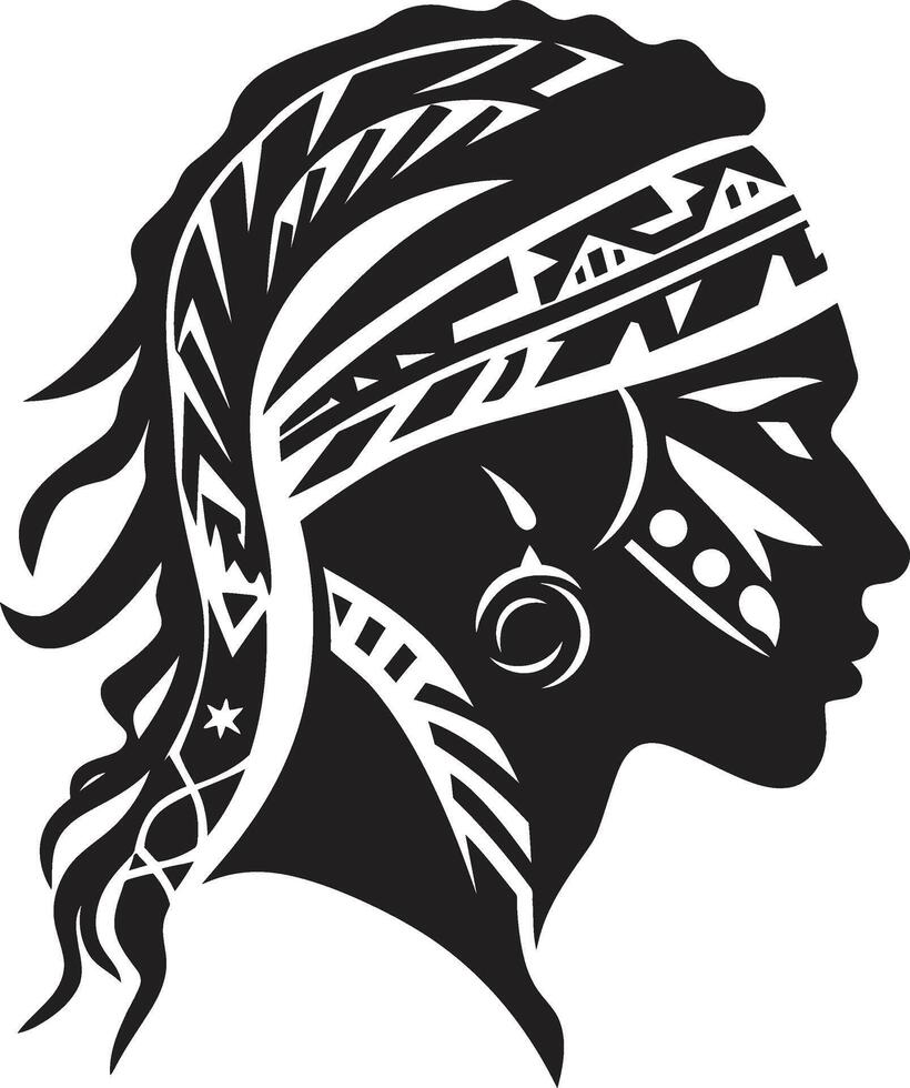 Oceanic Essence Hawaii Woman Symbol Island Harmony Black Tribal Woman Graphic vector