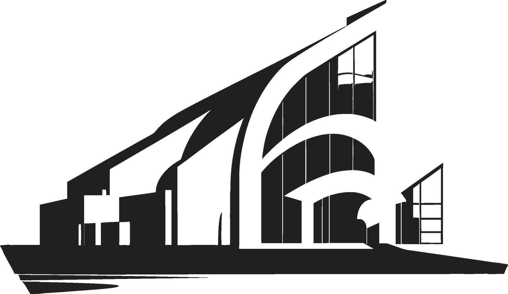 Ink Innovation Contemporary Architectural Graphic Shadow Studies Chic Black Architecture vector