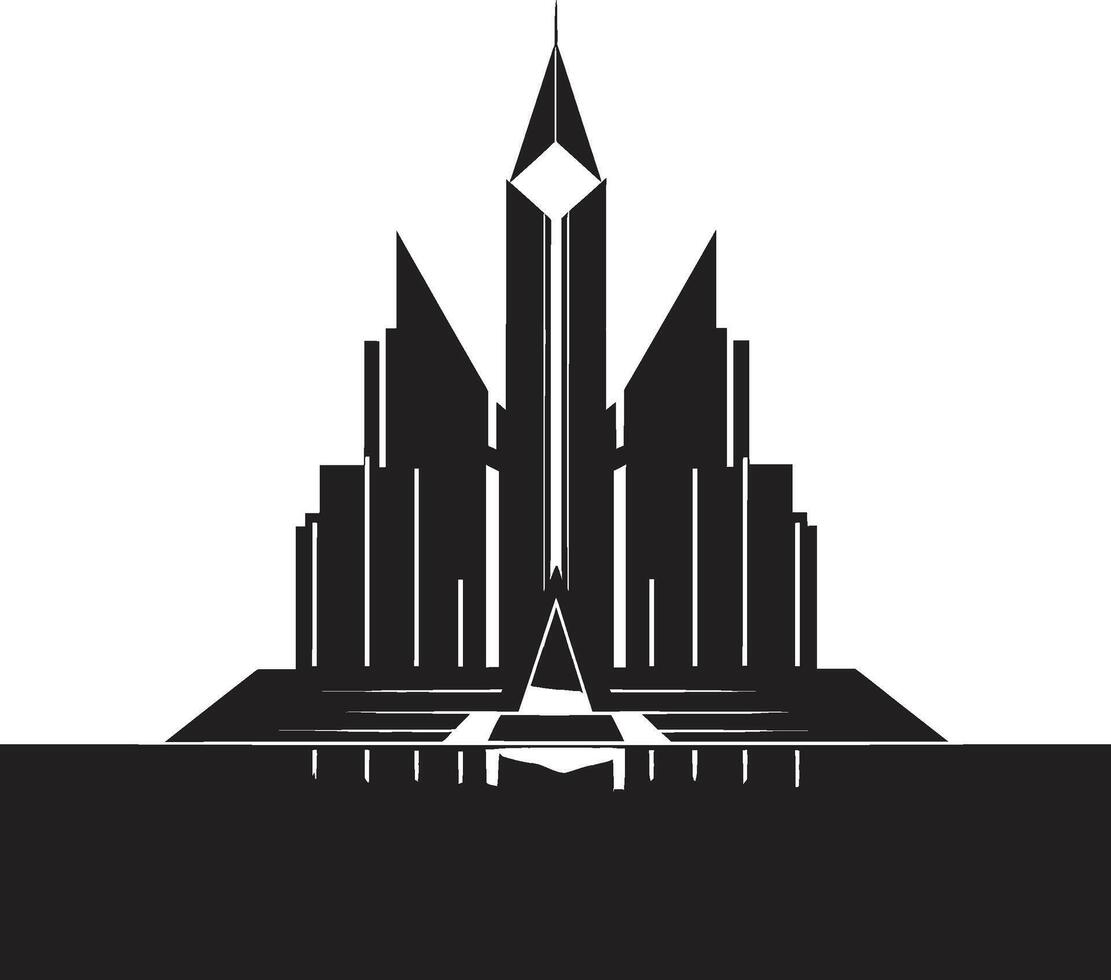 Silent Spires Minimalistic Black Structure Graphic Mystic Majesty Intriguing Architecture Element vector