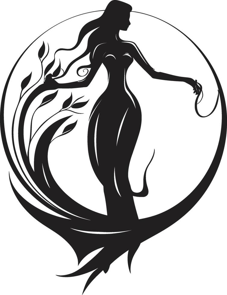 Enchanted Elegance Black Floral Face Profile Blossom Noir Floral Face vector