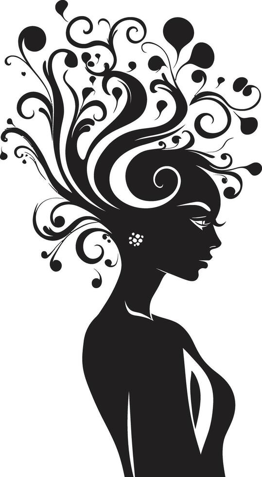Midnight Serenade Floral Face Graphic Enchanted Elegance Black Floral Face Element vector