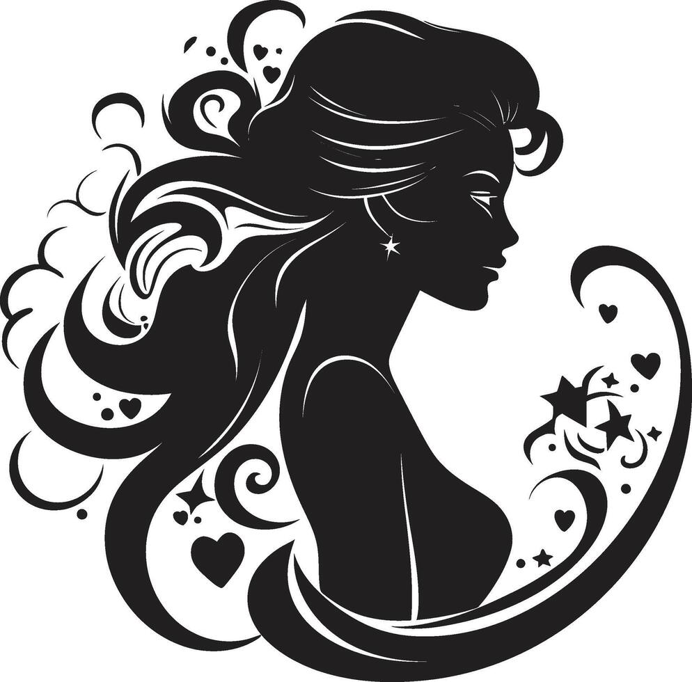 Midnight Reverie Floral Face Symbol Enigmatic Muse Black Floral Face vector