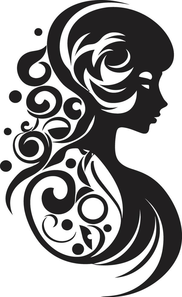 Blossom Noir Floral Face Graphic Shadowed Whispers Black Floral Woman Element vector
