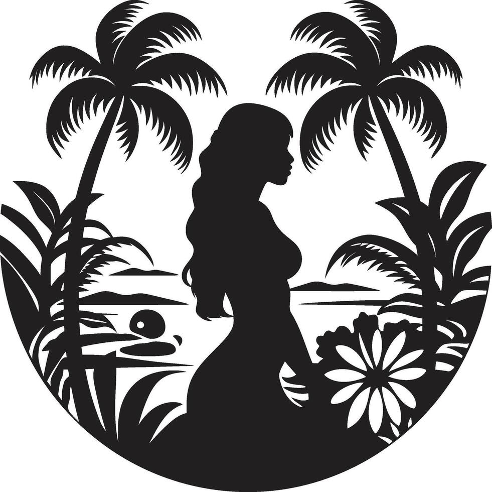Pacific Legacy Black Tribal Woman Symbol Island Harmony Tribal Woman ic vector