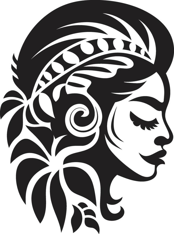 Tribal Harmony Black Tribal Woman Graphic Element Tiki Spirit Hawaiian ...