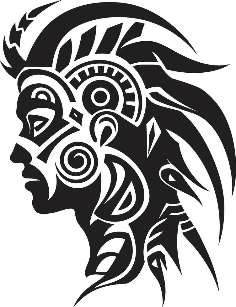 Tropical Tranquility Hawaiian Woman Graphic Element Island Pride Tribal Woman in Black vector