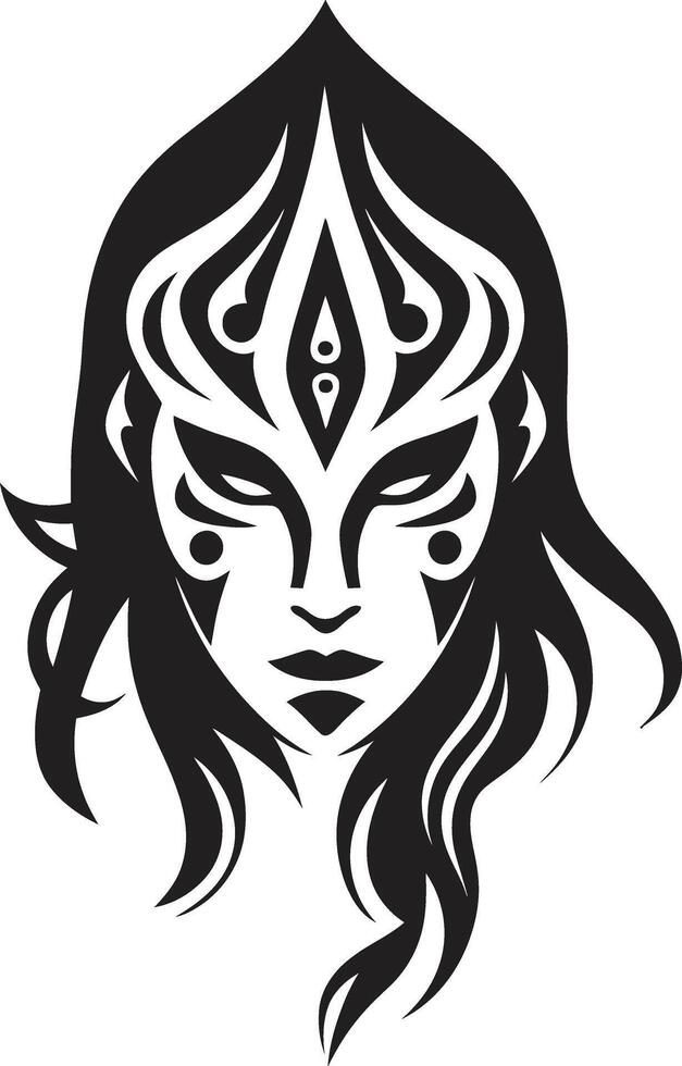Tropic Harmony Black Tribal Woman Pacific Legacy Hawaiian Woman Symbol vector