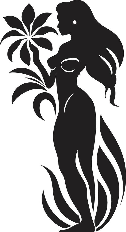 Tiki Majesty Hawaiian Tribal Woman Symbol Oceanic Spirit Black Tribal Woman vector