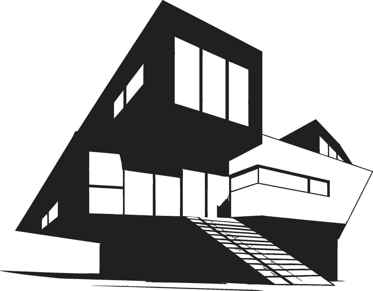 Silent Symmetry Minimalistic Symbols Shadowed Skylines Modern Black Structures vector