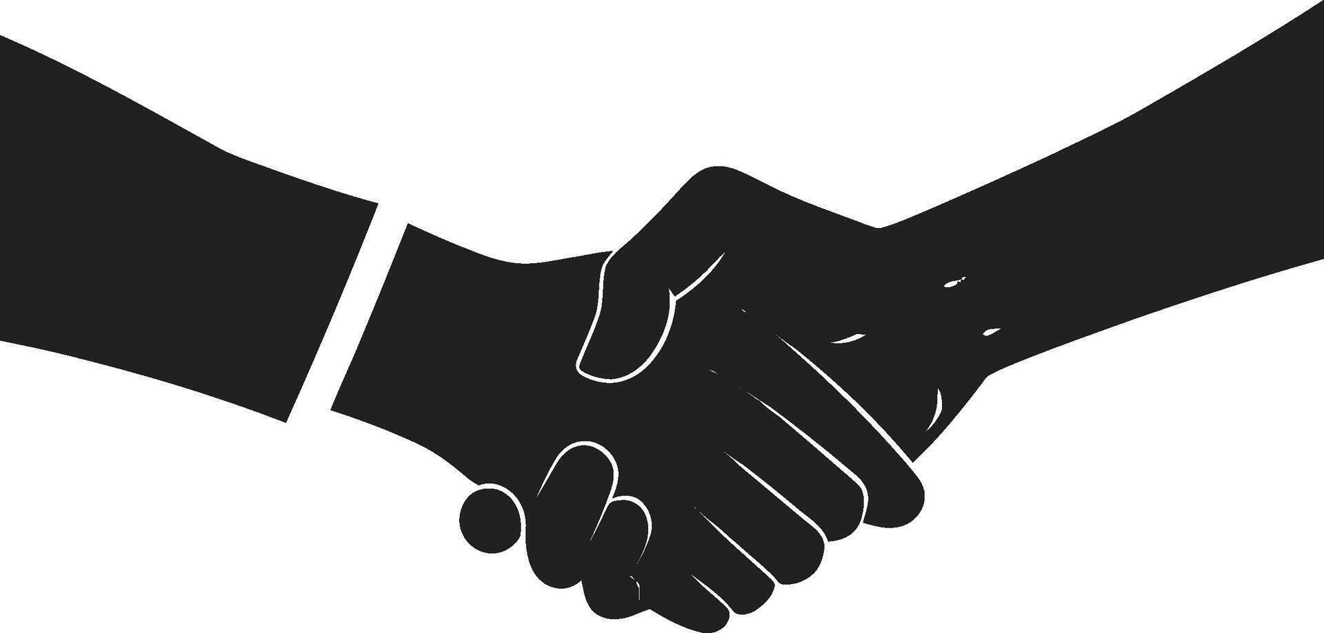 Solidarity Compact Handshake Emblem in Black Formal Accordance Black Handshake Icon Design vector