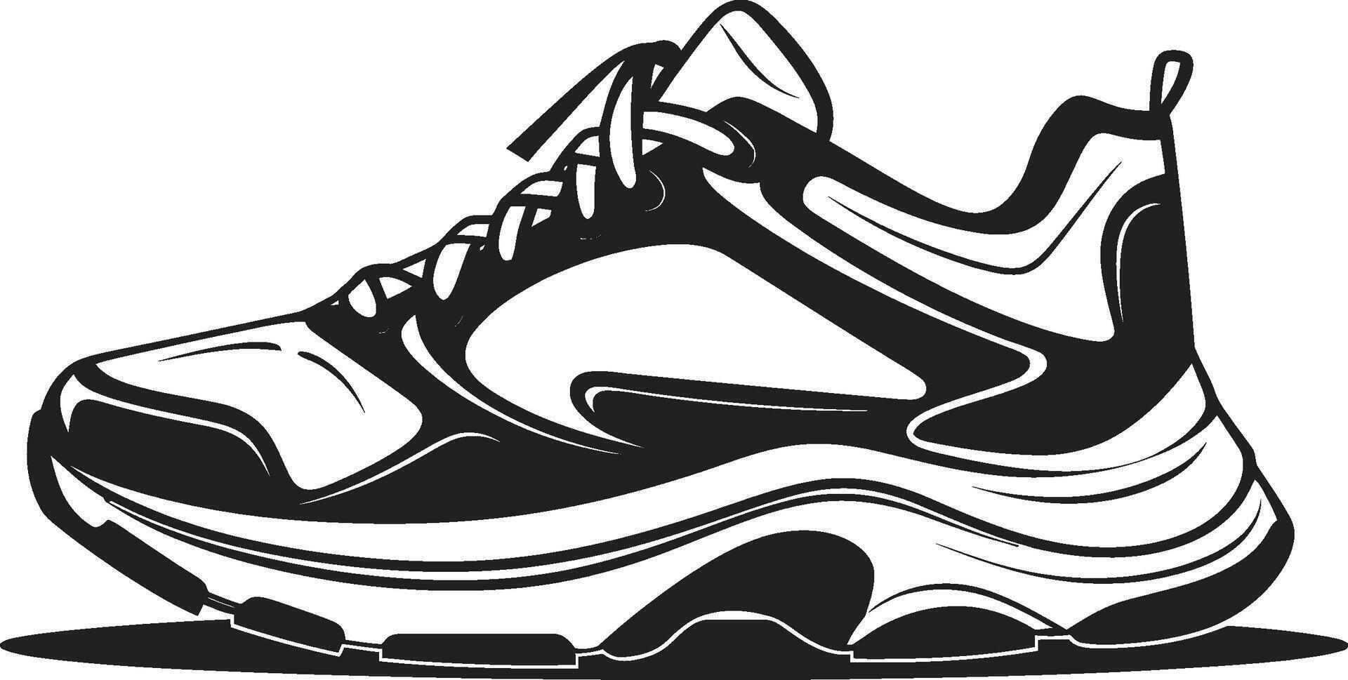 Gothic Gear Sophisticated Sports Shoe Silent Stride Minimalistic Black Shoe Graphic vector