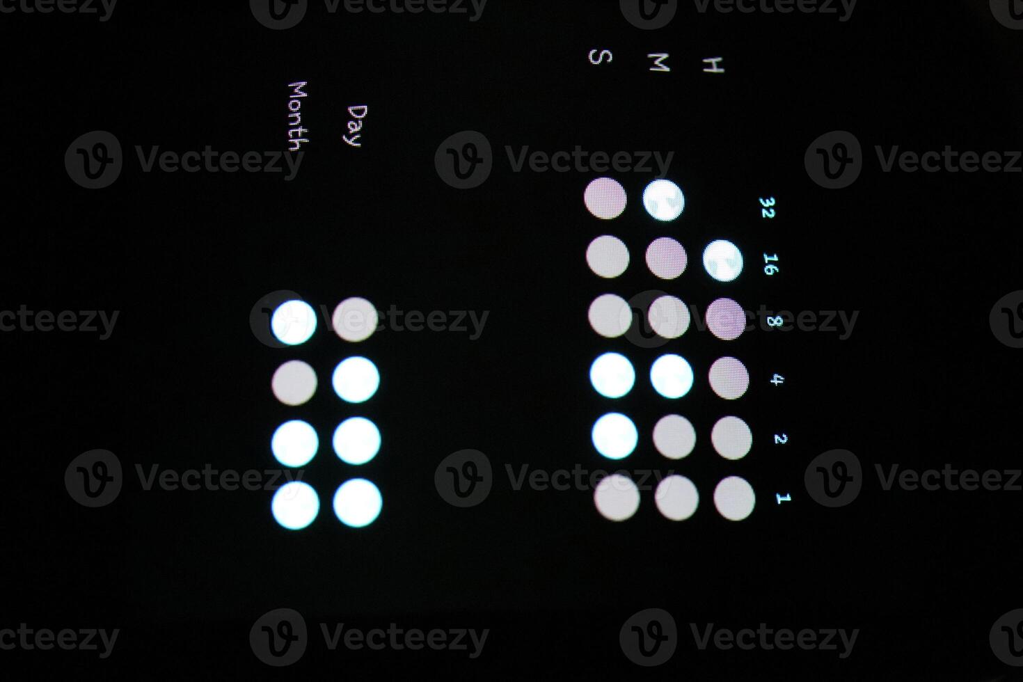 Innovation Electronic Watch Clock Screen Data Controls Background. Macro Closeup. photo
