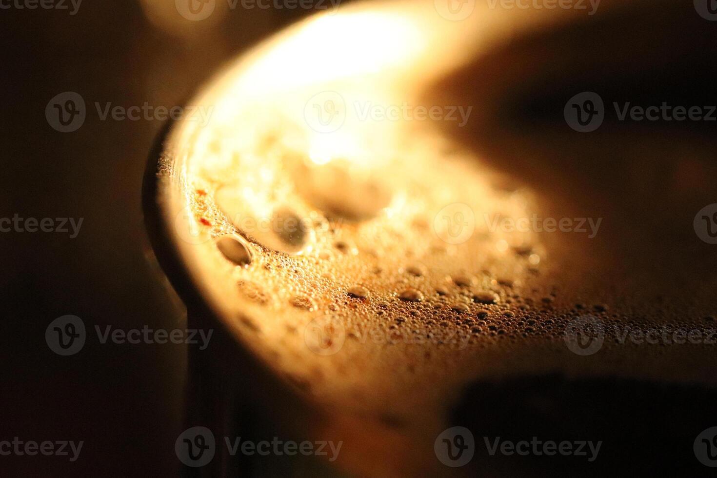 Cup Edge of Vietnamese Coffee. Morning Drink Background. photo