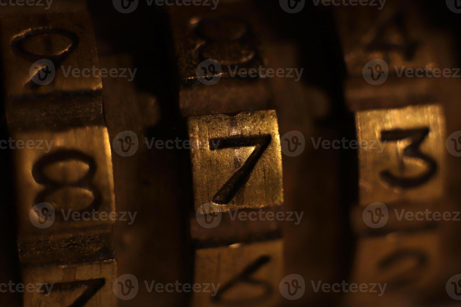 Retro Bronze Lock Number Combination. Shiny Vintage Codes. Code 873. photo