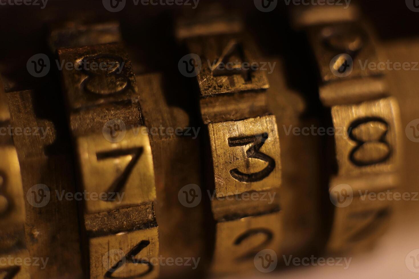 Retro Bronze Lock Number Combination. Code 738. photo