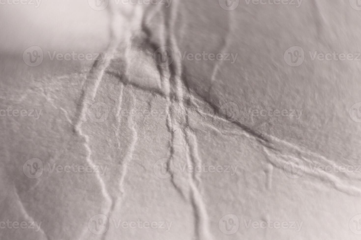Soft Folds on Crumpled White Paper Texture. Macro Closeup. photo