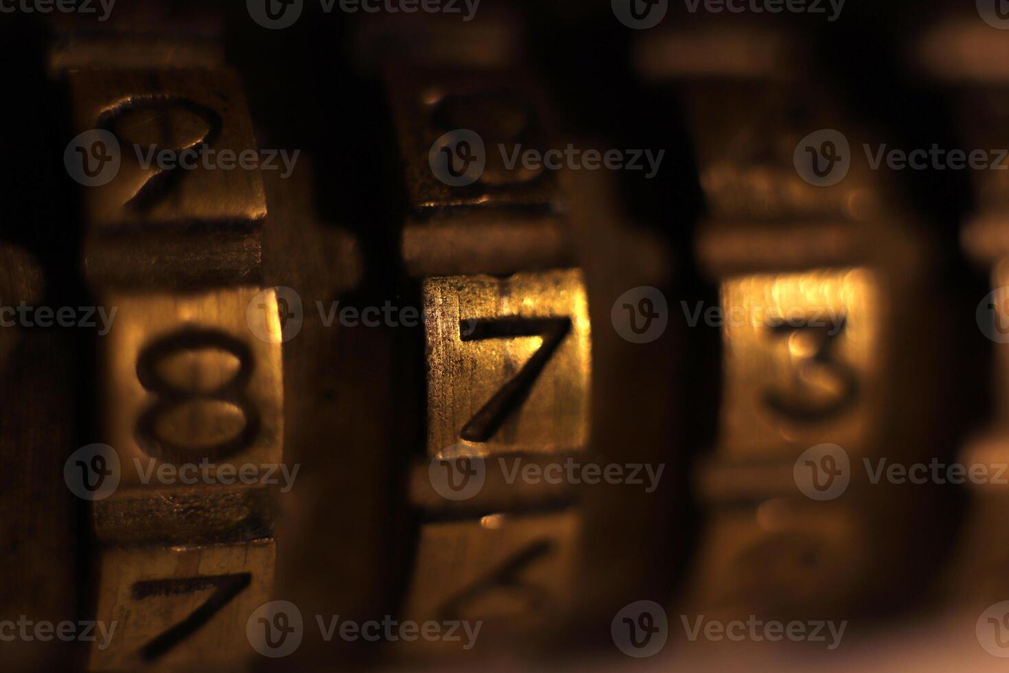 Retro Bronze Lock Number Combination. Code 873. photo