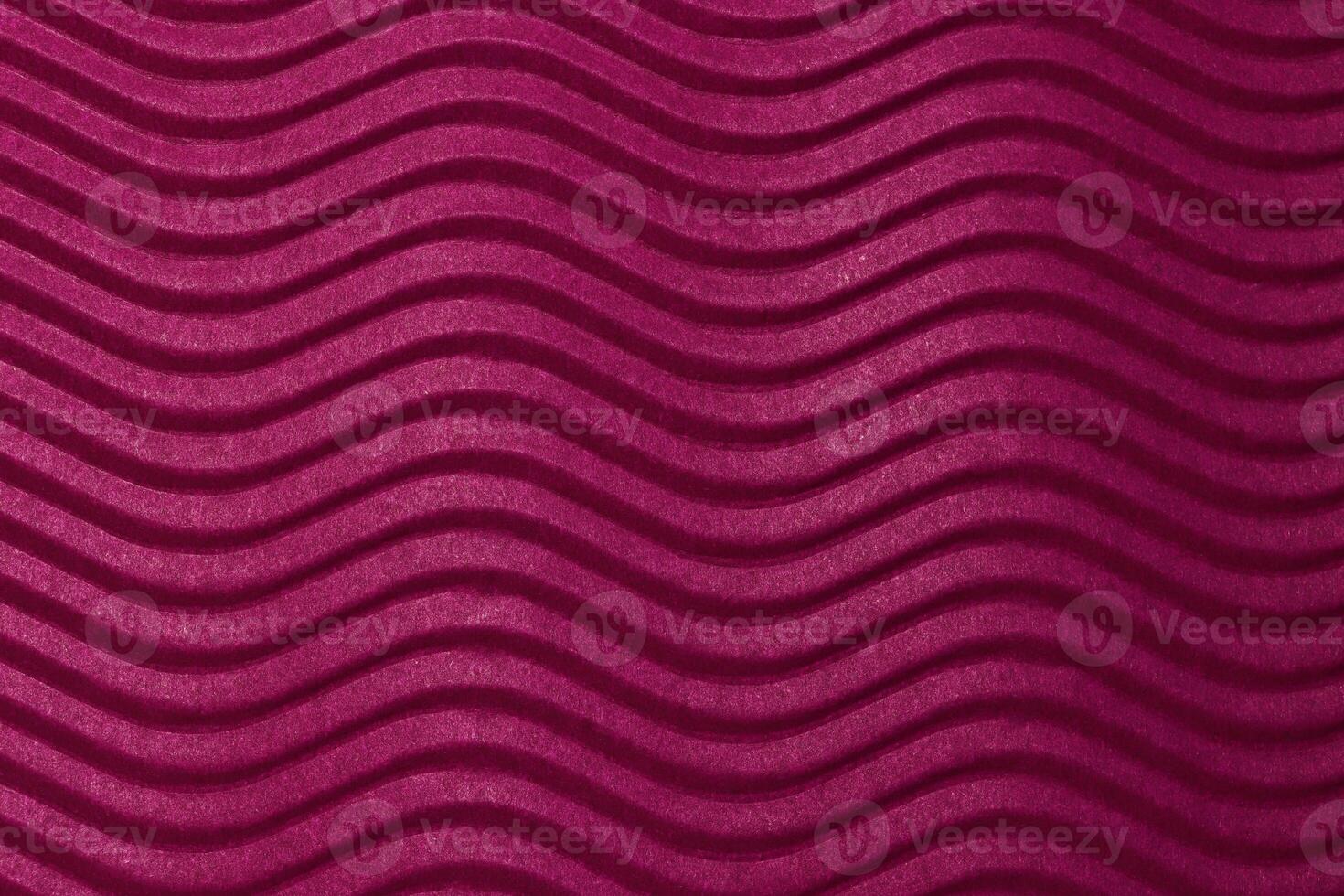 Red Scarlet Paper Horizontal Waves Texture. Embossed Waves on Detailed Paper Background. Corrugated Wavy Cardboard Backdrop. photo