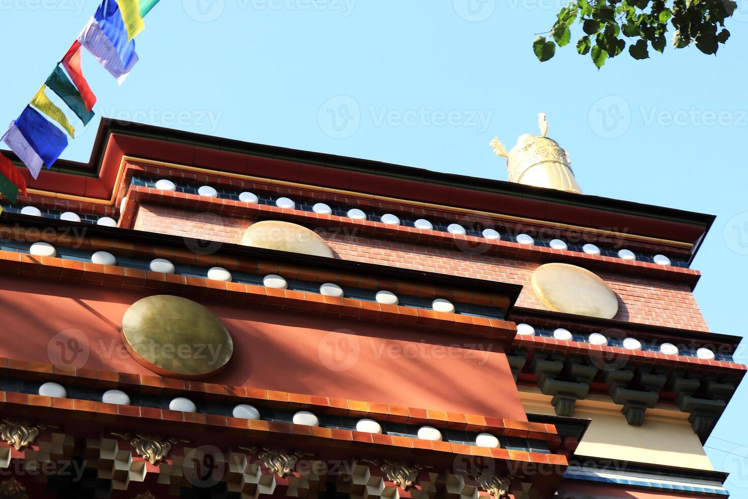Building top facade architecture. Buddhist traditional sangha of Russia. Datsan Gunzehoyney. photo