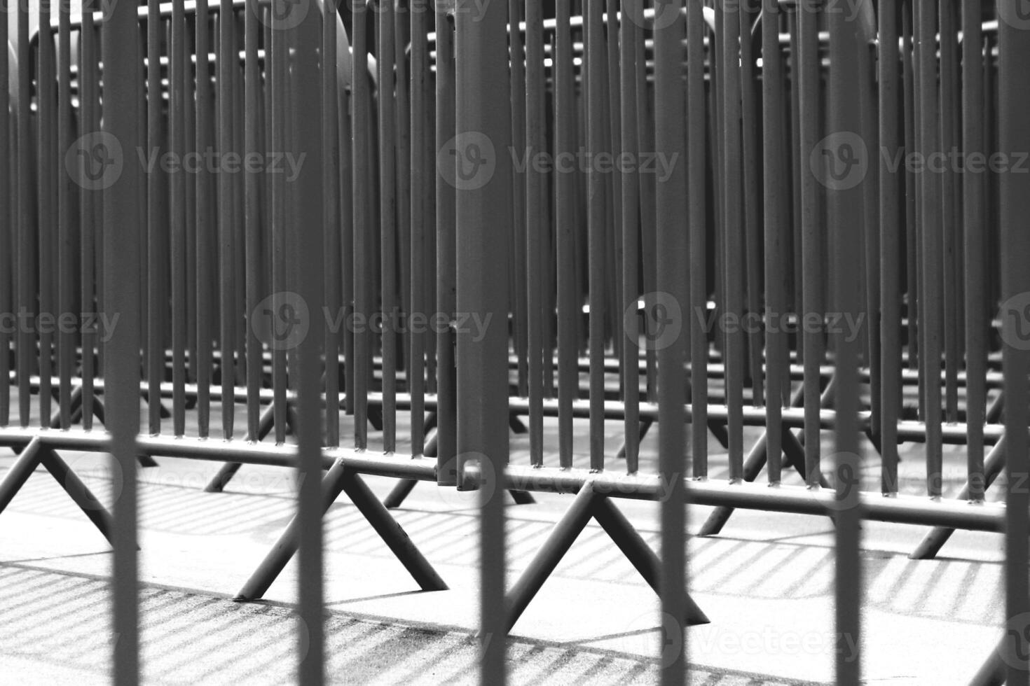 Safety protection fences ways. Freedom path concept. photo