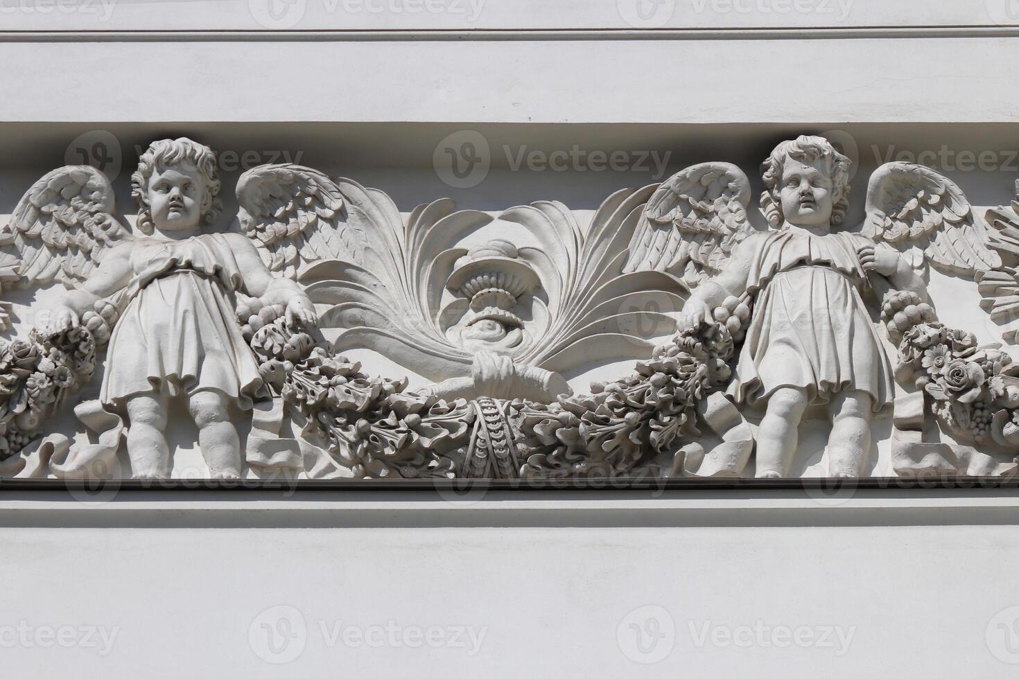 Two angels. Art stucco. Trinity Izmailovsky Cathedral. Cathedral of the Holy Life-Giving Trinity of the Life Guards Izmailovsky Regiment. Saint-Petersburg. photo