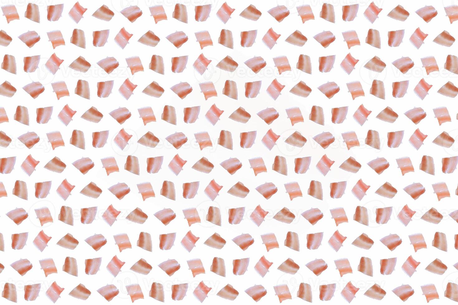Isolated bacon meat slices pattern. Fresh ham portions background. Landscape orientation. Horizontal direction. photo