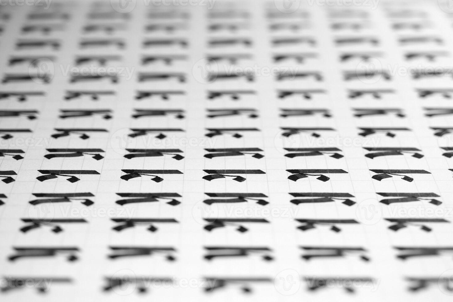 Handwriting black and white symbol filling pattern. Calligraphic letter K learning skills paper page. Calligraphy letters k background. Lettering practice writing worksheet. photo