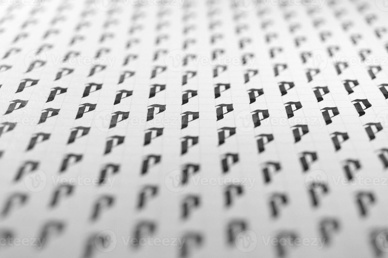 Handwriting black and white symbol filling pattern. Calligraphic letter P learning skills paper page. Calligraphy letters p background. Lettering practice writing worksheet. photo