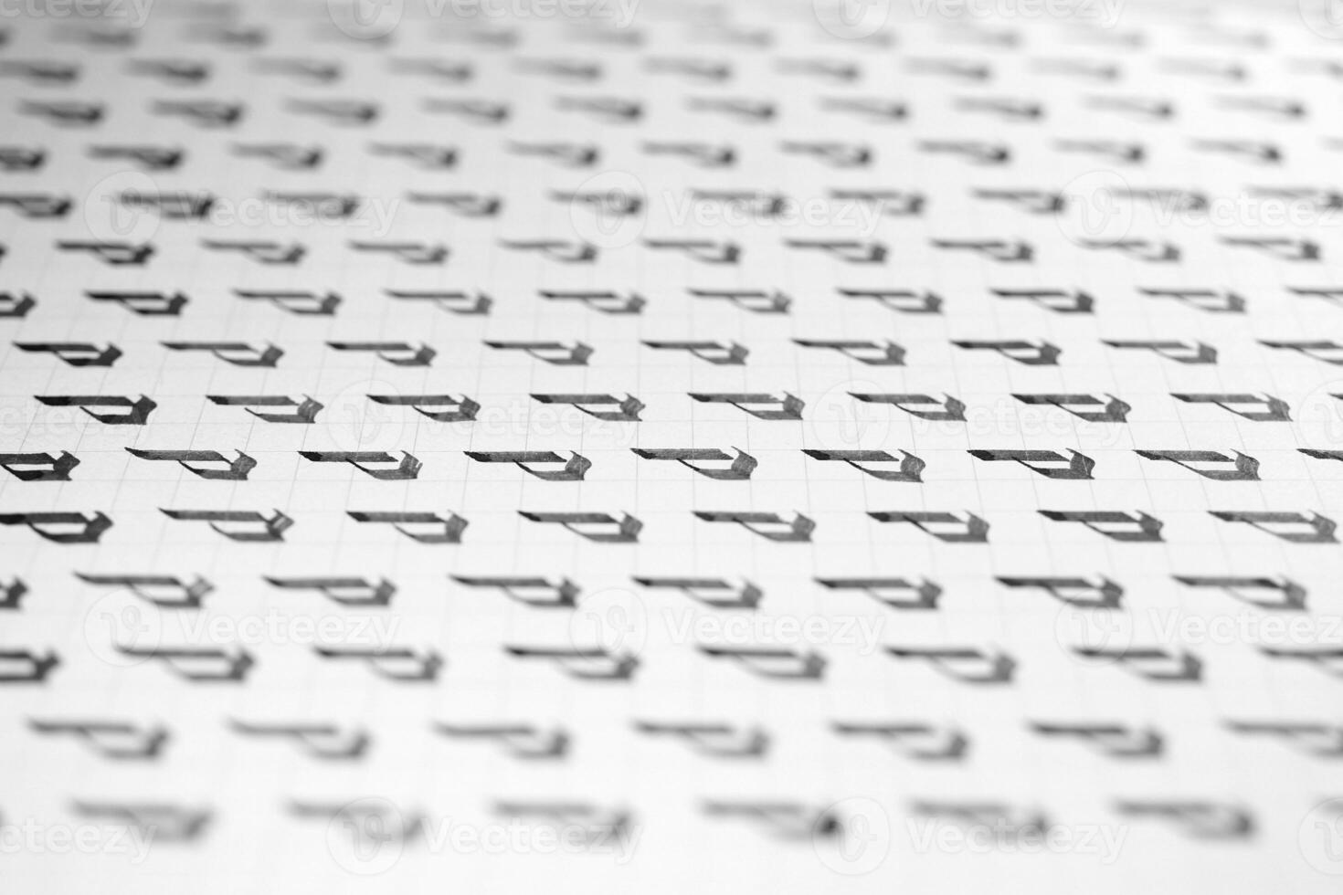 Handwriting black and white symbol filling pattern. Calligraphic letter P learning skills paper page. Calligraphy letters P background. photo
