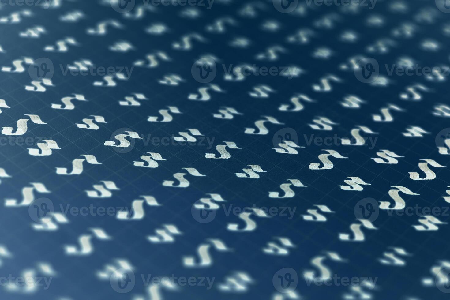Calligraphic white on dark blue letter S learning skills paper page. Calligraphy letters s background. Lettering practice writing worksheet. Handwriting symbol filling pattern. photo