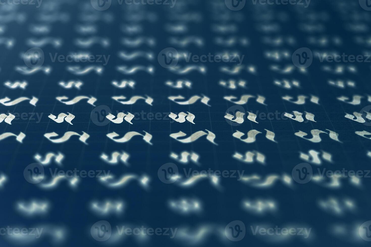 Lettering white on dark blue practice writing worksheet. Handwriting symbol filling pattern. Calligraphic letter S learning skills paper page. Calligraphy letters s background. photo