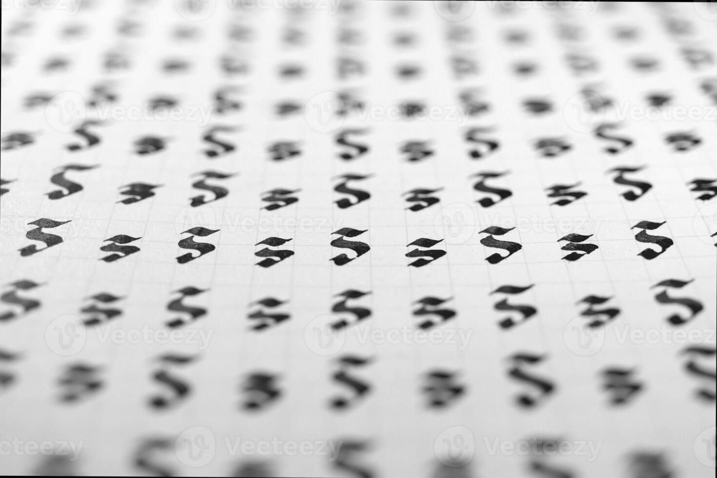 Handwriting black and white symbol filling pattern. Calligraphic letter S learning skills paper page. Calligraphy letters S background. Lettering practice writing worksheet. photo