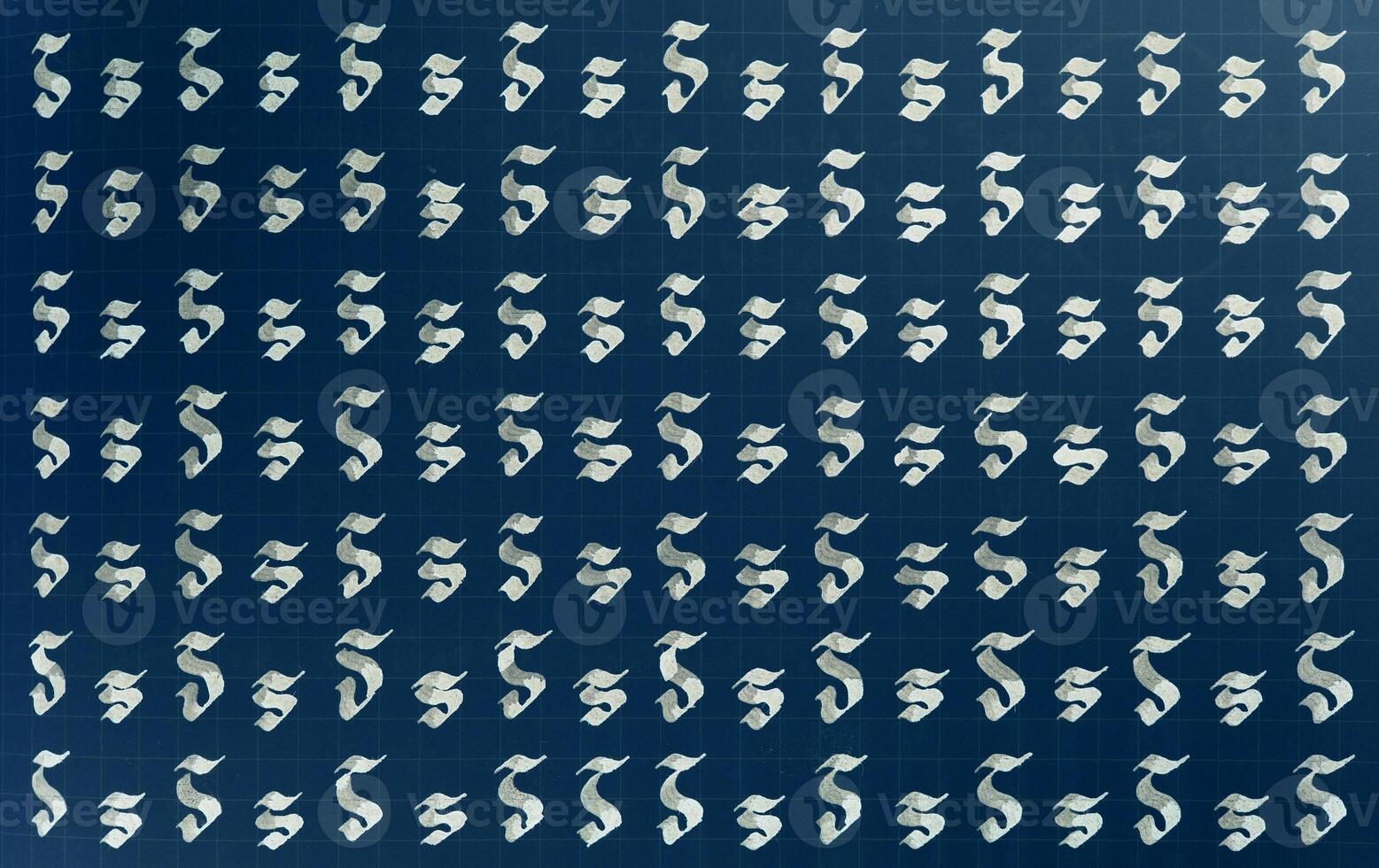 Lettering white on dark blue practice writing worksheet. Handwriting symbol filling pattern. Calligraphic letter S learning skills paper page. Calligraphy letters s background. photo