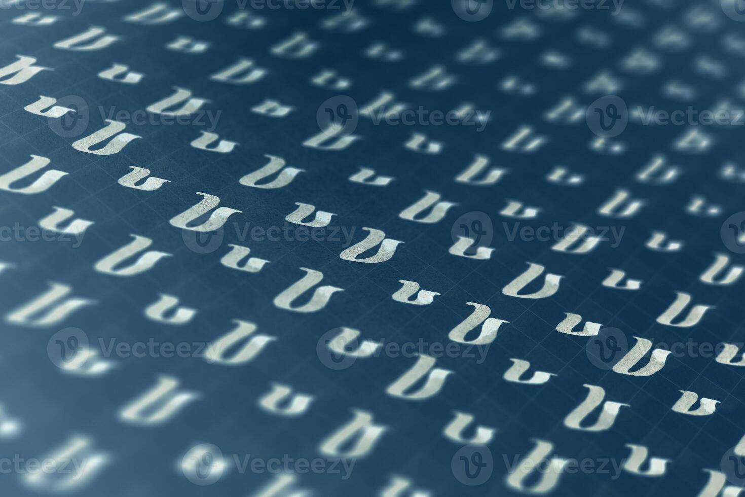 Lettering white on dark blue practice writing worksheet. Handwriting symbol filling pattern. Calligraphic letter V learning skills paper page. Calligraphy letters v background. photo