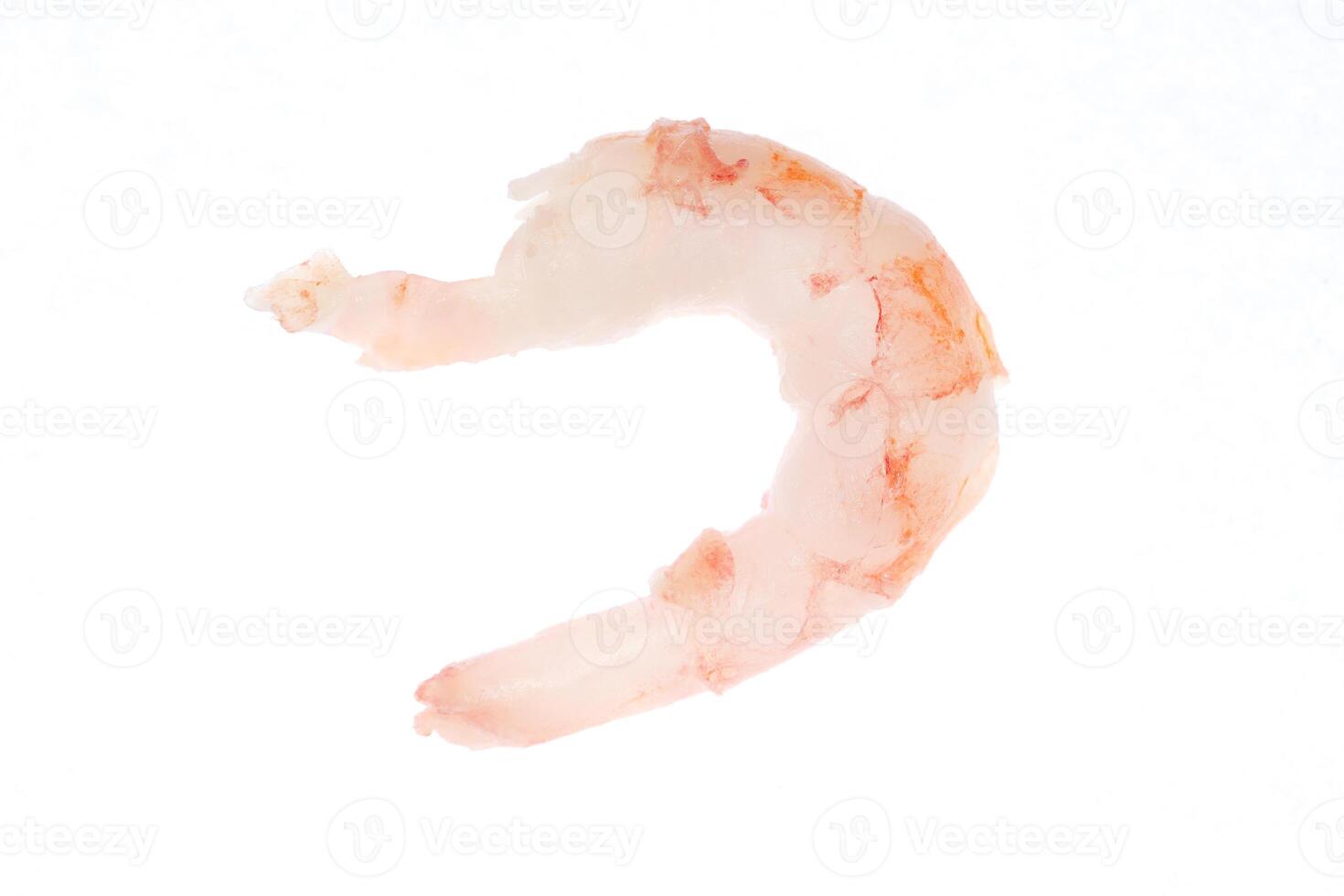 Isolated boiled peeled shrimp meat. Prawn seafood snack. photo
