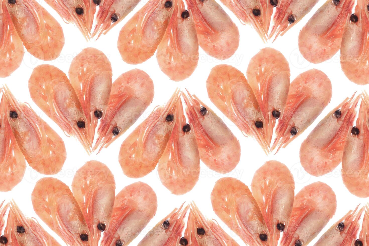 Cooked prawns snack pattern. Isolated boiled shrimps background.Cooked prawns snack pattern. Isolated boiled shrimps background. photo