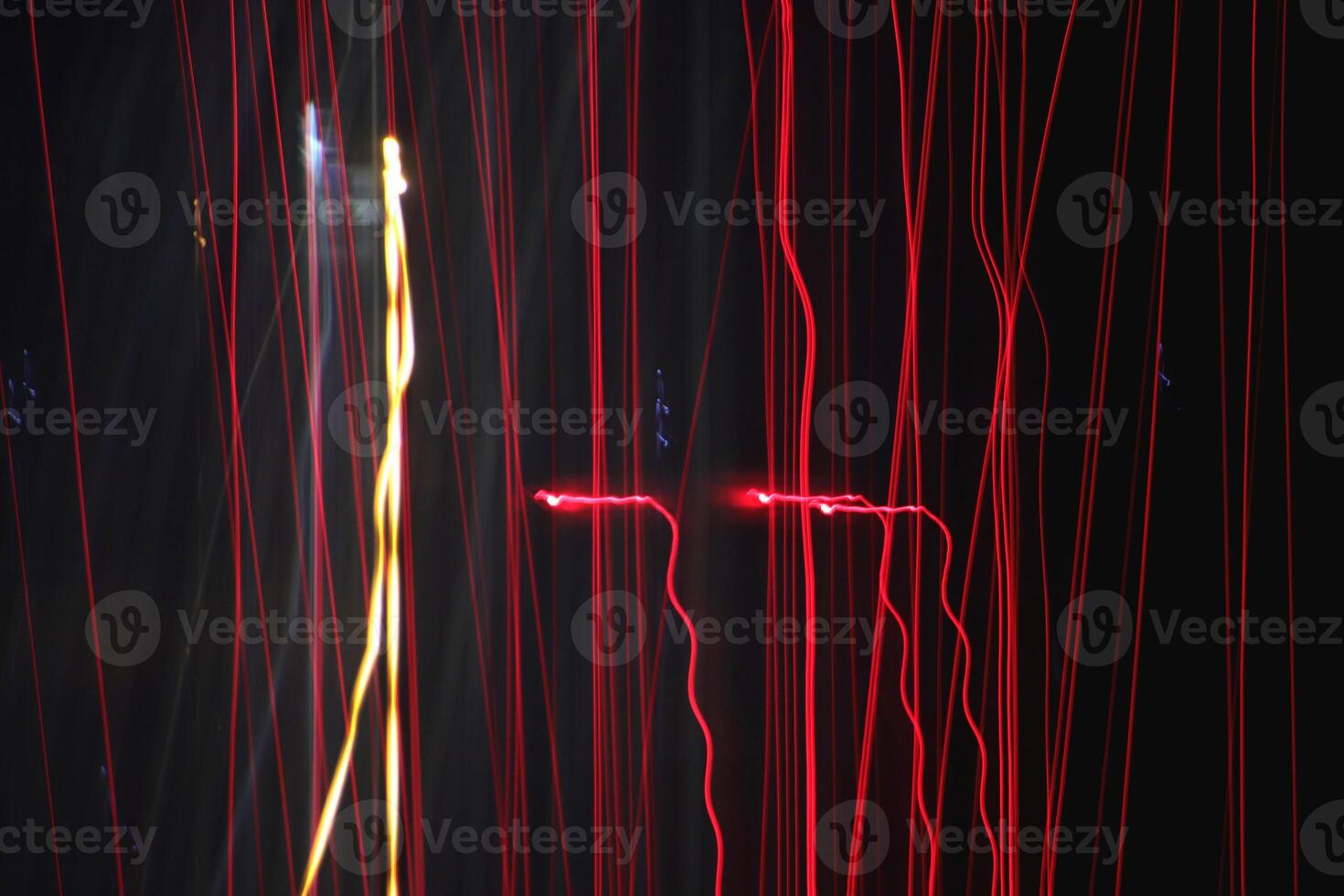Night exposure zoom traces background. Light lines leaks exposition backdrop. Night city rays glow texture. photo