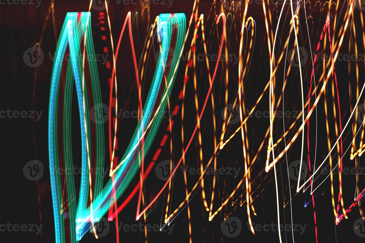 Night city rays glow background. Night exposure zoom traces backdrop. Light lines leaks exposition texture. photo