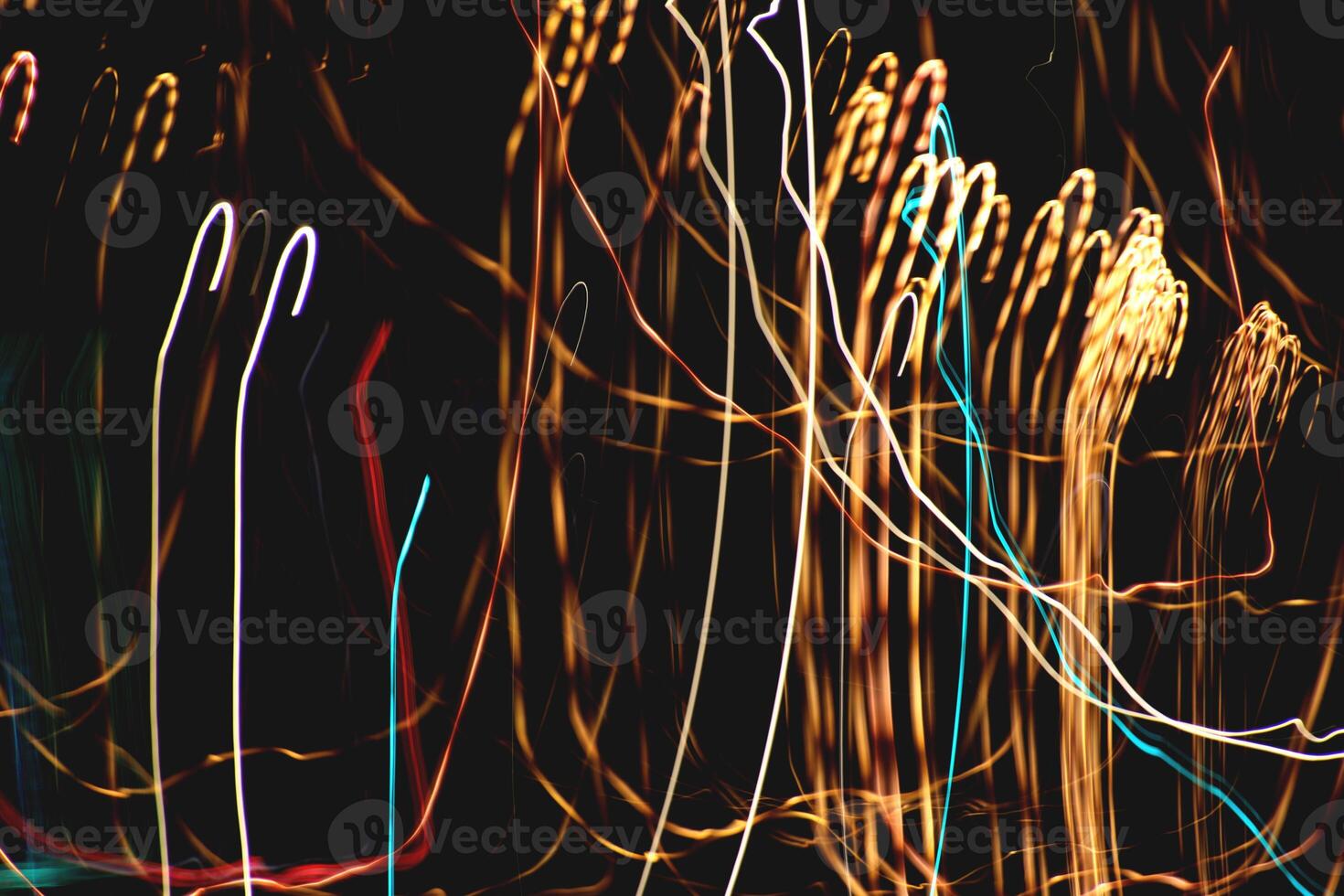Light lines leaks exposition background. Night city rays glow backdrop. Night exposure zoom traces texture. photo