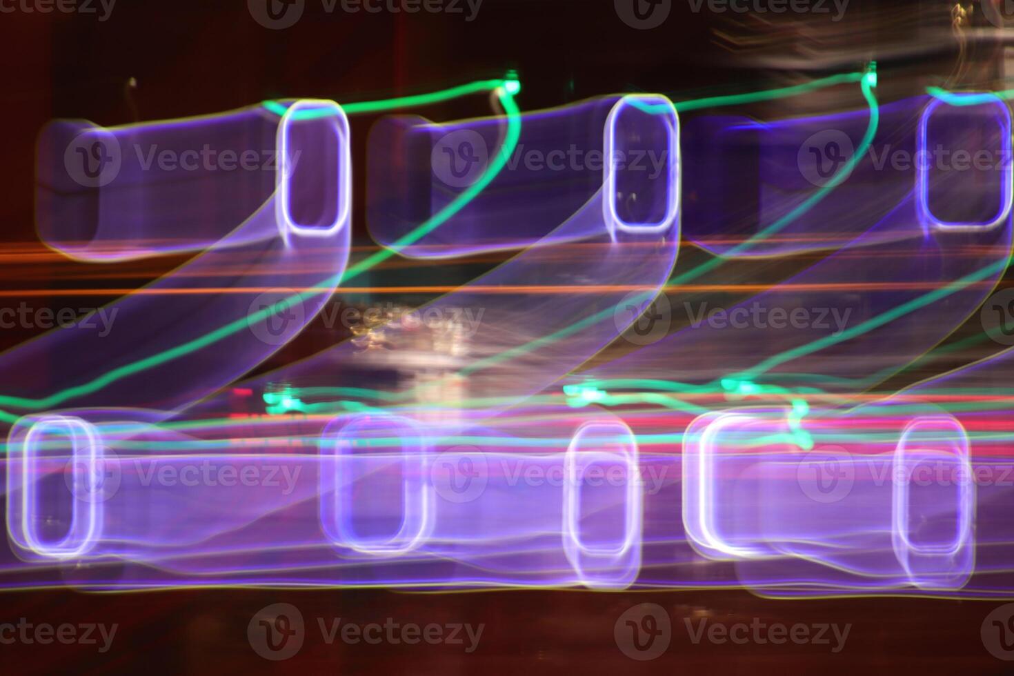 Light lines leaks exposition background. Night city rays glow backdrop. Night exposure zoom traces texture. photo