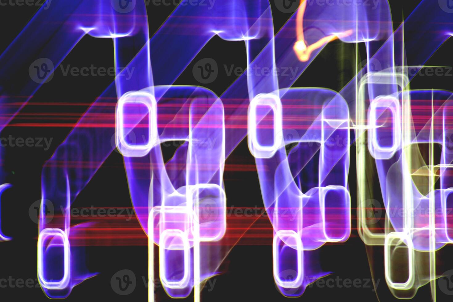 Night exposure zoom traces background. Light lines leaks exposition backdrop. Night city rays glow texture. photo