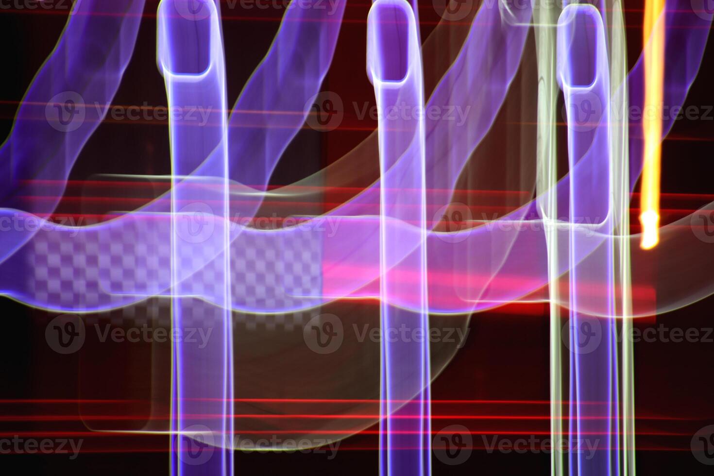 Light lines leaks exposition background. Night city rays glow backdrop. Night exposure zoom traces texture. photo