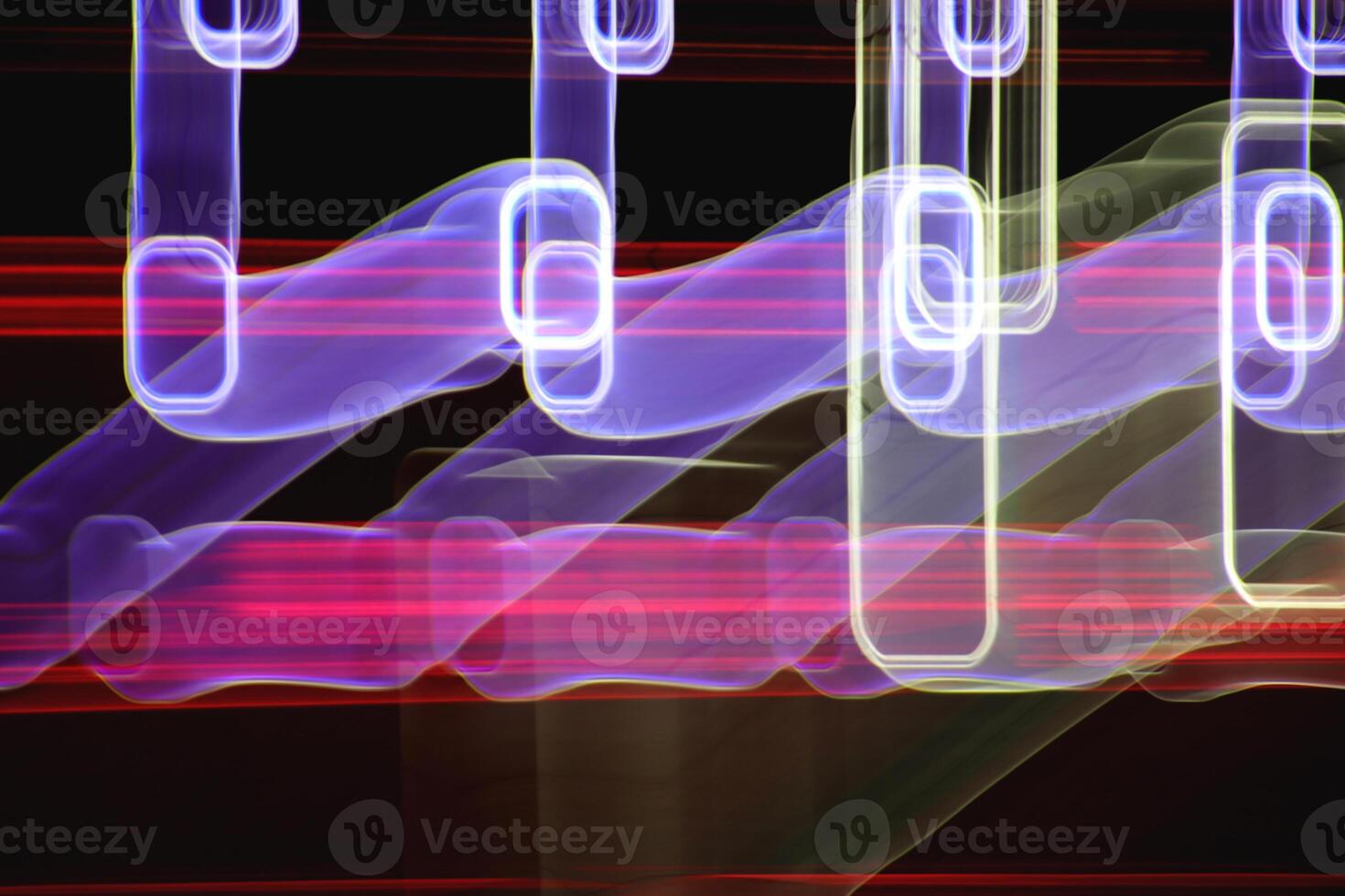 Night exposure zoom traces background. Light lines leaks exposition backdrop. Night city rays glow texture. photo