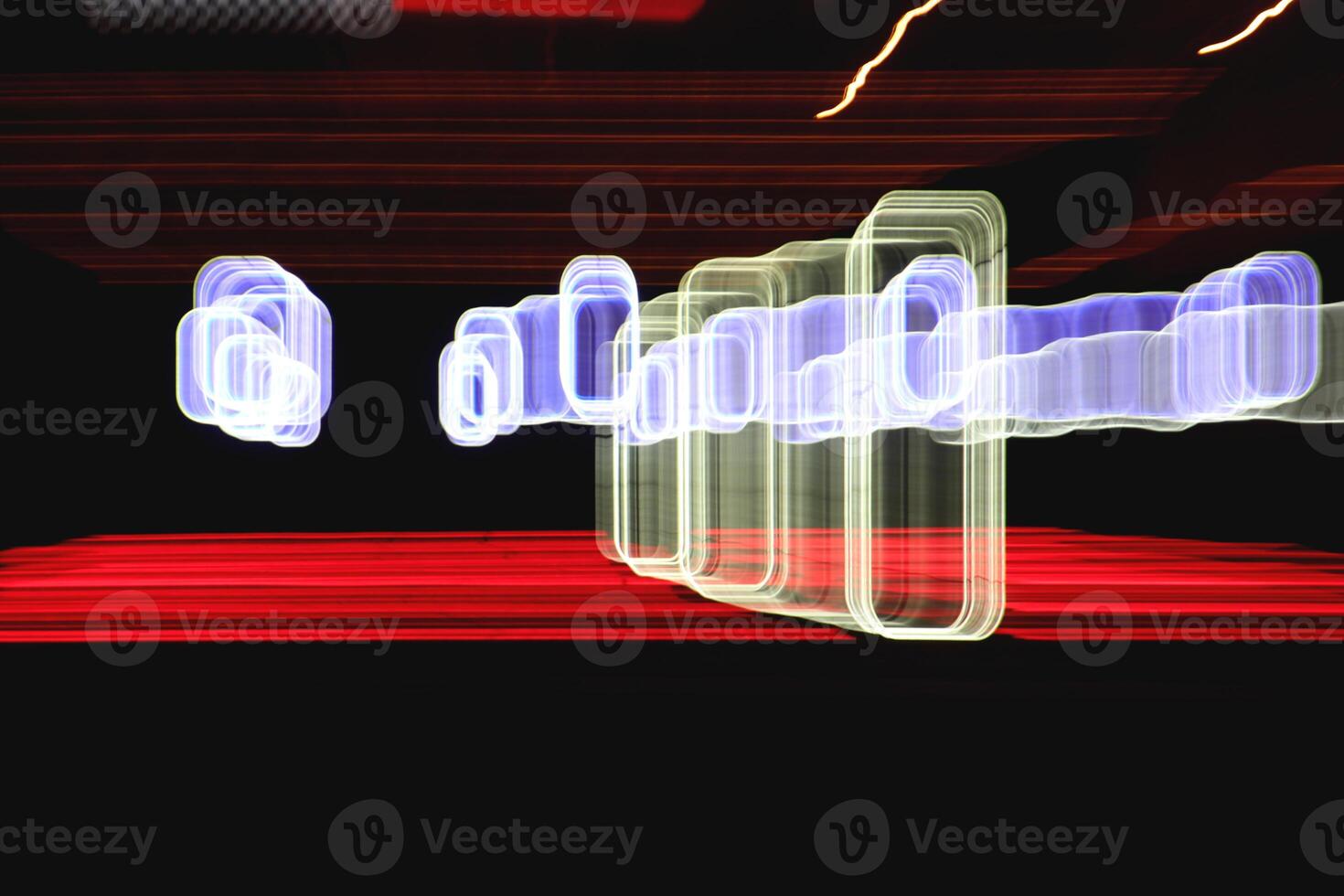 Light lines leaks exposition background. Night city rays glow backdrop. Night exposure zoom traces texture. photo